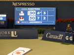 Scoreboard on Stadium Court showing the match of Bianca Andreescu and Daria Kasatkina in the second set Tuesday, August 9, 2022