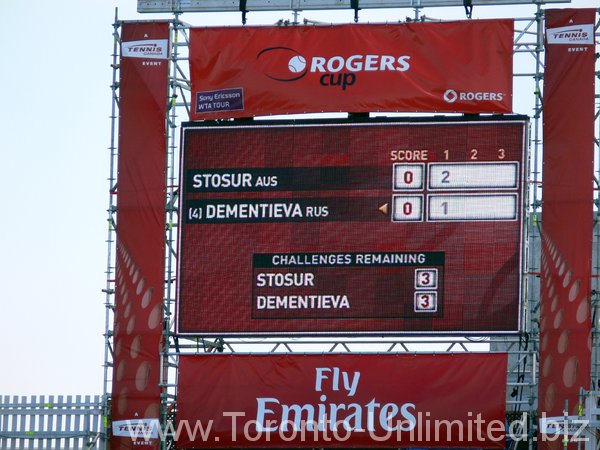 Scoreboard Tennis Stosur, Dementieva; 2 : 1