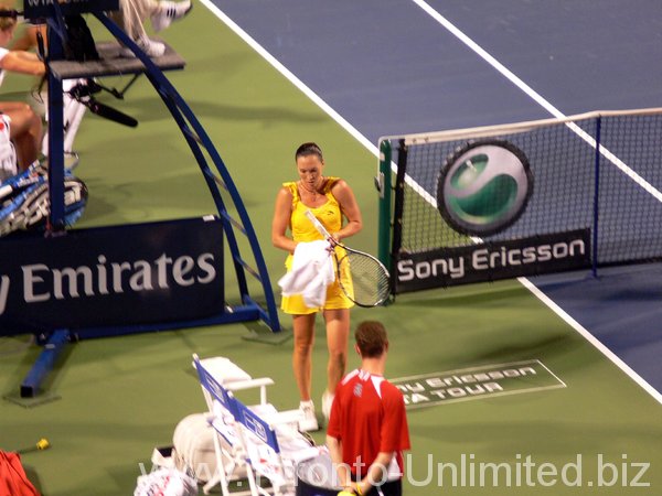 Jelana Jankovic on Stadium Court playing Kim Clijster.