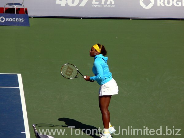 Serena Williams on Stadium Court, playing Lucie Safarova.