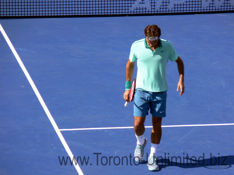 Roger Federer on the Stadium Court in Championship final August 10, 2014 Rogers Cup Toronto