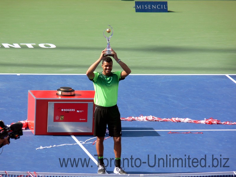 Jo-Wilfried Tsonga and his 2014 Rogers Cup Championship Trophy 