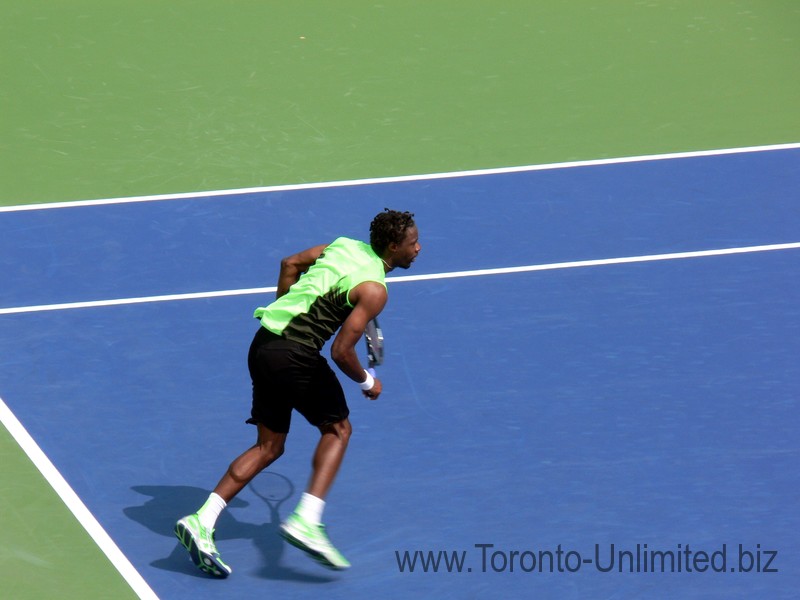 Gael Monfils (FRA) on the Stadium Court playing Novak Djokovic August 6, 2014 Rogers Cup Toronto