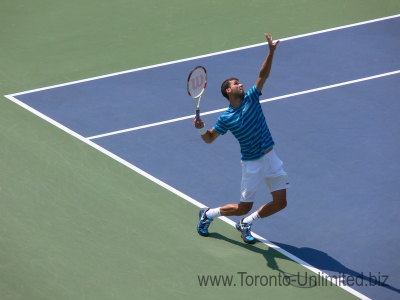 Grigor Dimitrov to hit the serve. Stadium Court August 9, 2014 Rogers Cup Toronto
