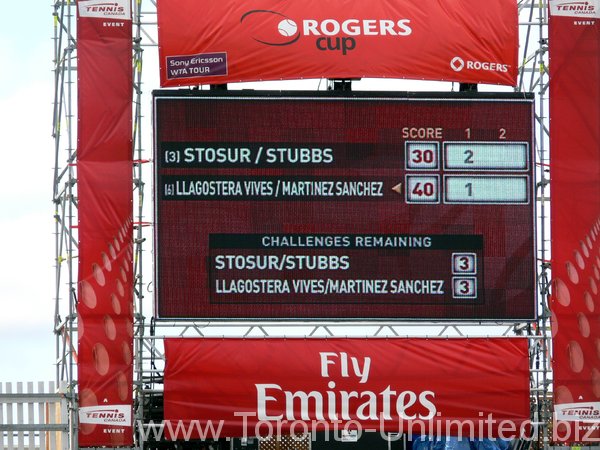 Scoreboard Stosur/Stubbs; Lalgostera, Sanches  2 : 1
