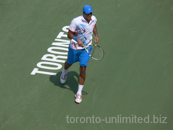 Tsonga running over Centre Court in a match with Jeremy Chardy, August 8, 2012 Rogers Cup.