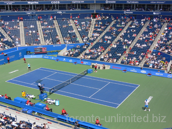 Joe-Wilfried Tsonga and Jeremy Chardy, both French, are playing on Centre Court, August 8, 2011 Rogers Cup.