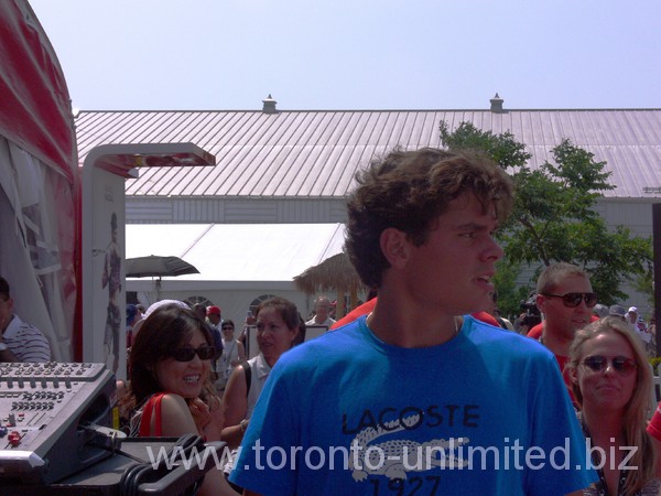 Milos Raonic of Canada coming to autograph session in Rogers Cup 2012.
