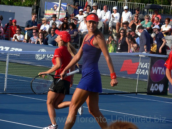 Smiling Ana Ivanovic (SRB) on Grandstand playing Flavia Pennetta (ITA) August 7, 2013 Rogers Cup Toronto