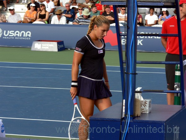 Concentrated Dominika Cibulkova during change over August 8, 2013 Rogers Cup Toronto