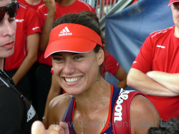 Jubilant Sorana Cirstea after the match August 8, 2013 Rogers Cup Toronto