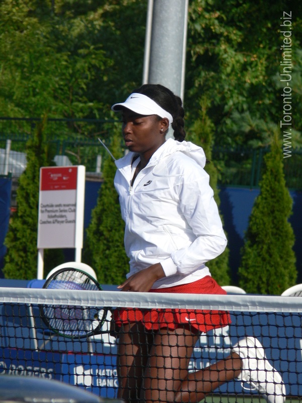 Qualifier Francoise Abanda (CDN) on Granstand Court 11 August 2015 Rogers Cup Toronto