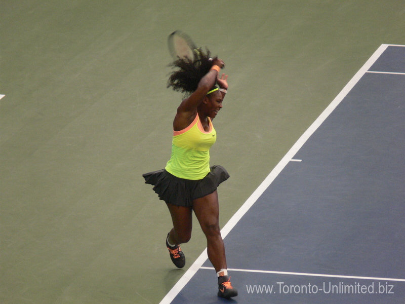 Serena Williams running forehand to Andrea Petkovic (GER) 13 August 2015 Rogers Cup Toronto