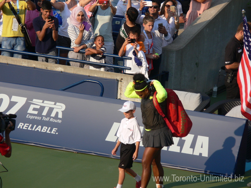 Serena Williams is coming to Centre Court play semi-final match with Serena Williams 15 August 2015 Rogers Cup Toronto
