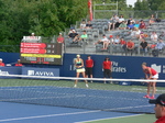 Kristina Mladenovic (FRA) and Karolina Pliskova (CZE) on Grandstand playing Michaella Krajicek (NED) and Barbora Strycova (CZE) 13 August 2015 Rogers Cup Toronto
