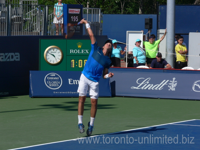 Alejandro Gonzales (COL) serving to Bernard Tomic (AUS) Grandstand 25 July 2016 Rogers Cup Toronto