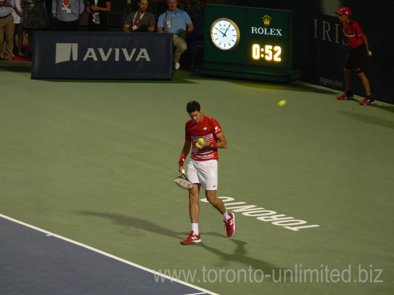 Milos Raonic on Centre Court playing with Gael Monfils (FRA) 29 July 2016 Rogers Cup Toronto