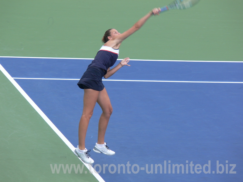 Karolina Pliskova (CZE) serving on Centre Court  to Wozniacki 11 August 2017 Rogers Cup Toronto!