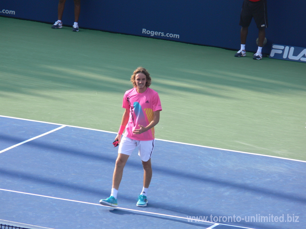 Jubilant Stefanos Tsitsipas on the Centre Court August 11, 2018 Rogers Cup Toronto!