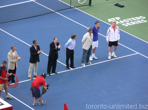 Boris Becker of Germany being inducted to Rogers Cup Hall of Fame!