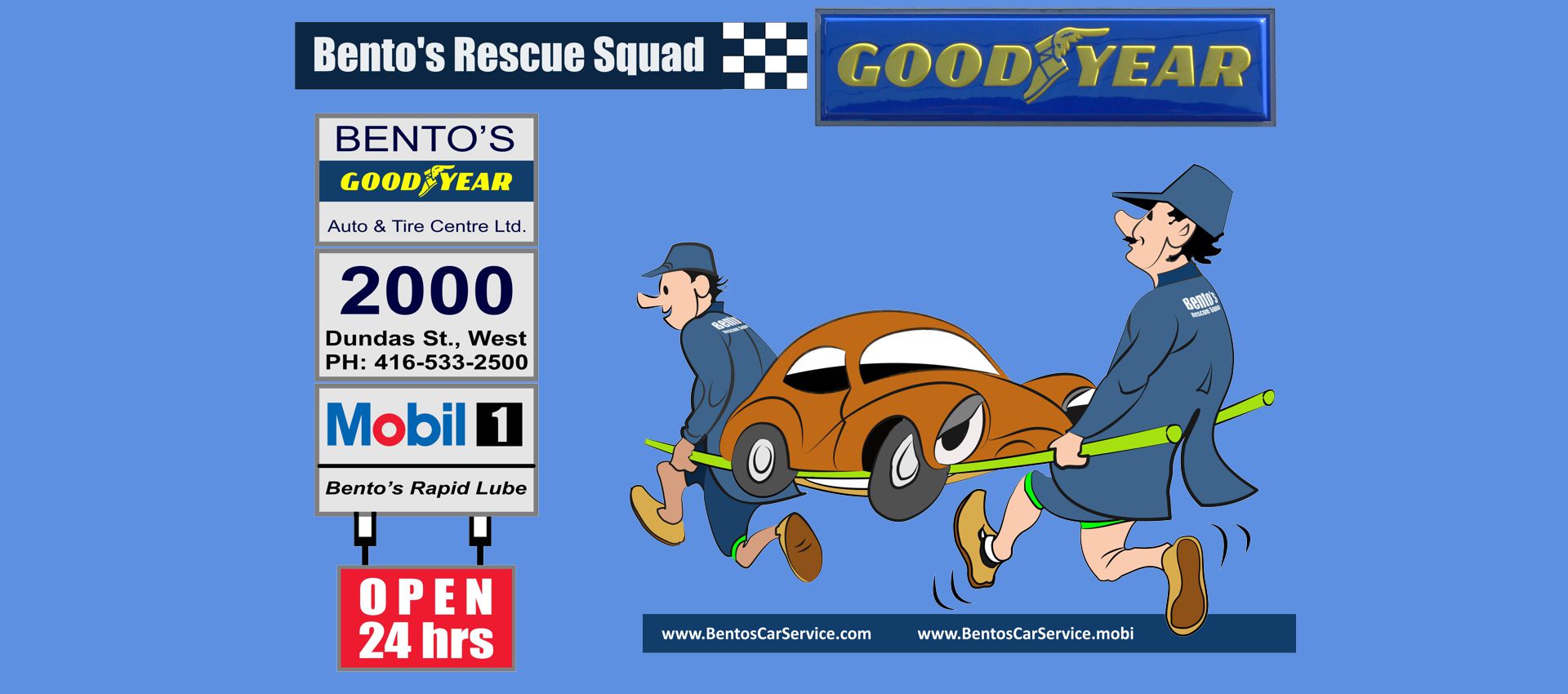 Bento's Rescue Squad - 24 Hours - 2000 Dundas Stret West, Ph: 416-533-2500