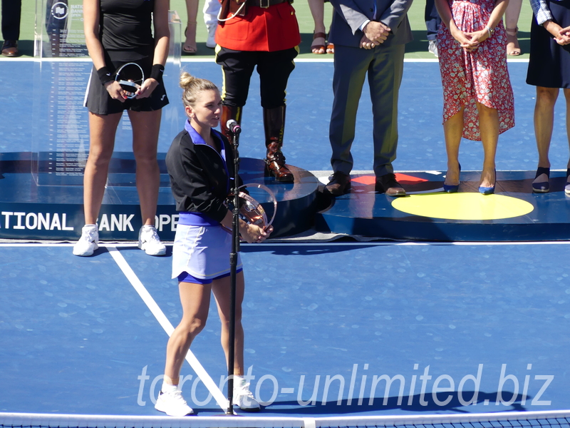 National Bank Open 2022 Toronto - Champion Simona Halep with her Trophy speaking Sunday 14, August 2022