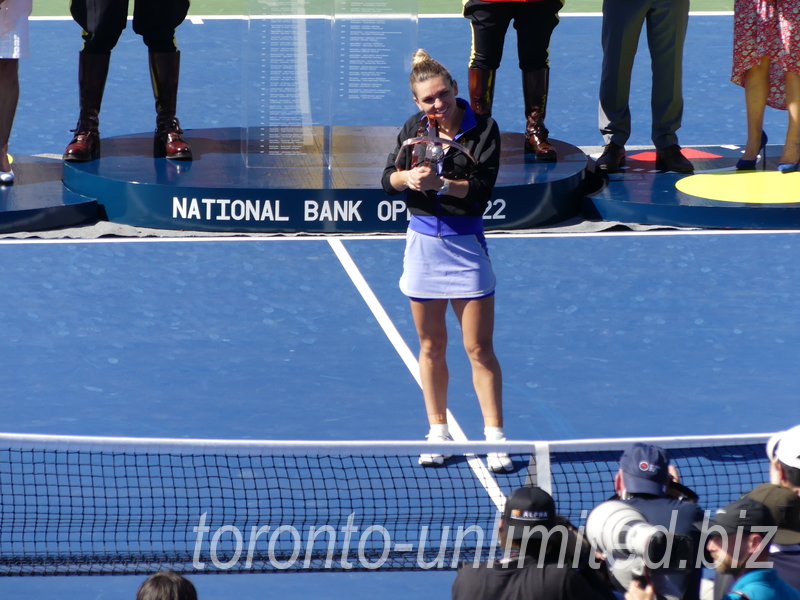National Bank Open 2022 Toronto - Singles Final - Simona Halep holding her Championship Trophy
