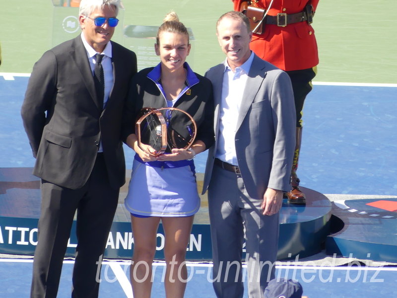 National Bank Open 2022 - Karl Hale, Simona Halep with Trophy and Gavin Ziv  