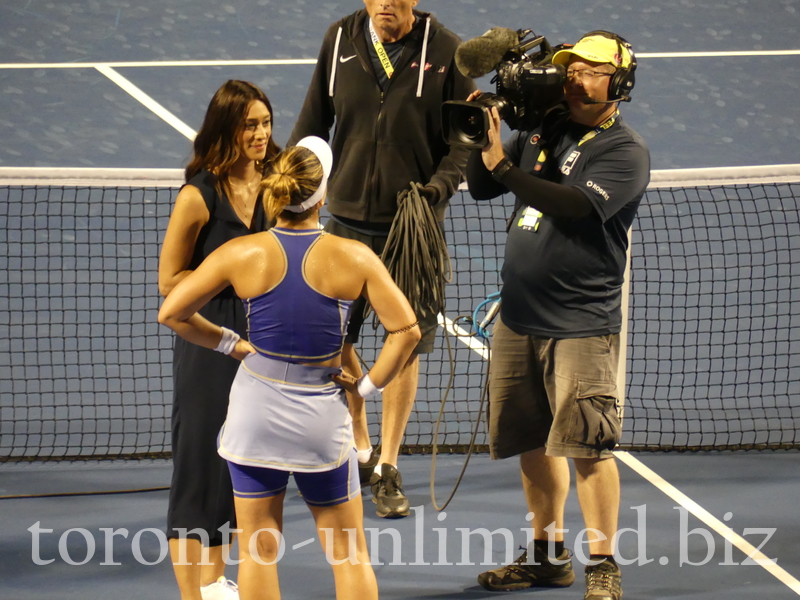 Bianca Andreescu is the winnner. Postgame interview on Stadium Court Tuesday August 9, 2022