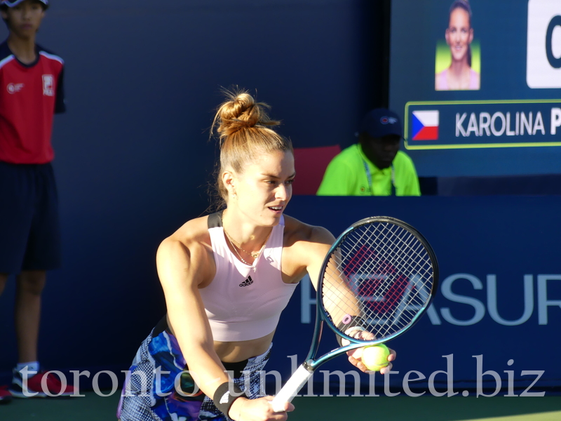 Maria SAKKARI GRE is to serve Karolina Pliskova on NATIONAL BANK GRANDSTAND Thursday, August 11, 2022