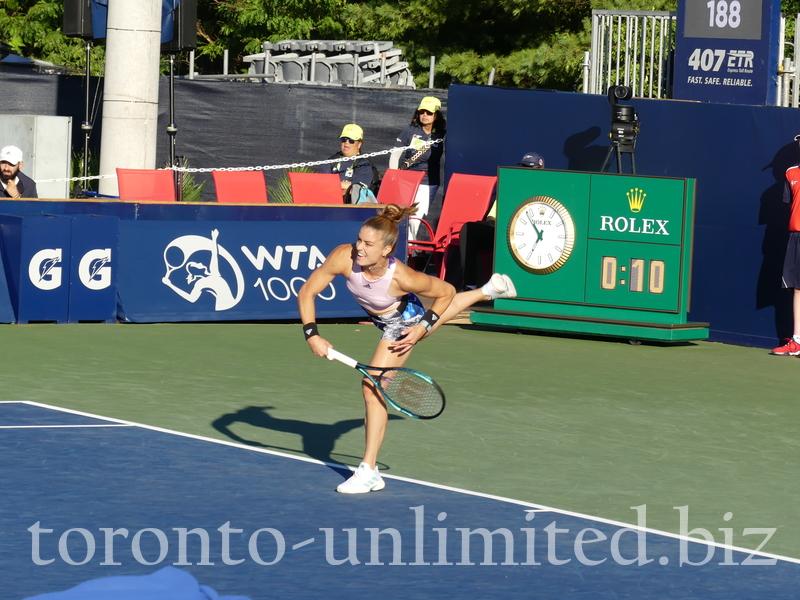 Nice serve coming from Maria SAKKARI GRE, on NATIONAL BANK GRANDSTAND Thursday, August 11, 2022