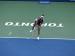 [12] Belinda BENCIC SUI vs. Serena WILLIAMS USA match. Serena Williams served Belinda Bencic on Stadium Court during the evening match on Wednesday, August 10, 2022.