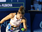 Maria SAKKARI GRE is serving Karolina Pliskova on NATIONAL BANK GRANDSTAND Thursday, August 11, 2022