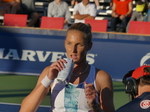 Karolina Pliskova drinking water during the break in a match against Maria SAKKARI GRE, on NATIONAL BANK GRANDSTAND Thursday, August 11, 2022