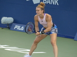 Karolina Pliskova with a grimace on her face on NATIONAL BANK GRANDSTAND Thursday, August 11, 2022