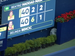 Scoreboard on Stadium Court showing match Beatriz HADDAD MAIA BRA [12] Belinda BENCIC SUI
