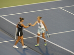 Beatriz HADDAD MAIA BRA [14] Karolina PLISKOVA CZE are shaking hands at the end of the Semifinal match on Centre Court. Beatriz HADDAD MAIA BRA is the winner.