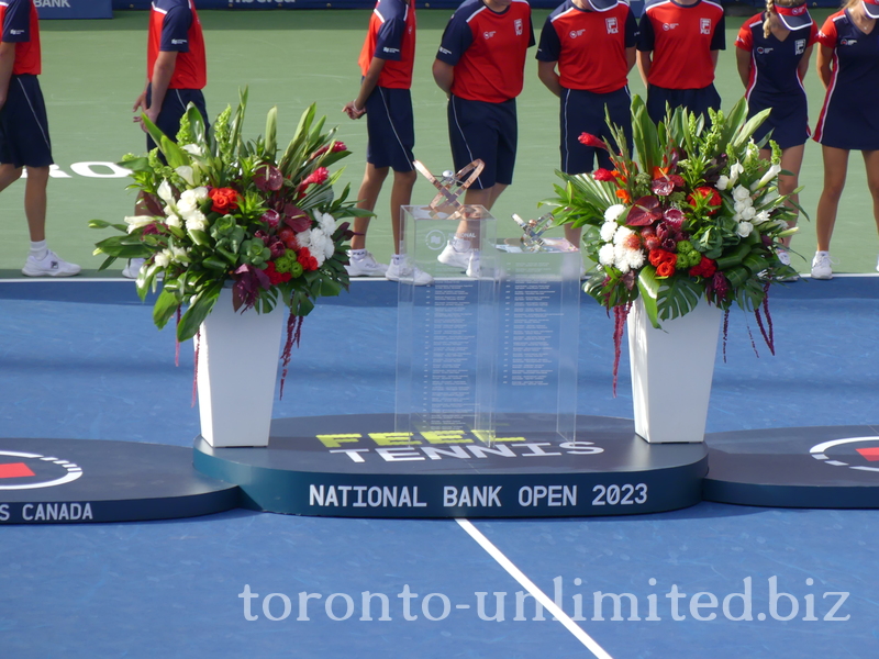 National Bank Open presented by Rogers Championship Trophies on Display for the Champ and the Runnerup on August 13, 2023