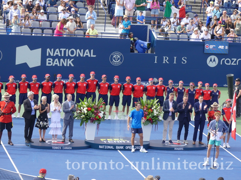 Tennis Canada Organizing Committee members with Jannik Sinner and Alex De Minaur