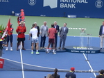 Rajeev RAM and Joe SALISBURY receiving their runners-up Trophies