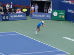 Alex DE MINAUR is chasing the hard shot from Jannik Sinner on Centre Court