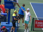 Jannik Sinner is shaking hands with the umpire