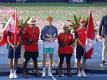 Champion Jannik Sinner with RCMP Honor Guard