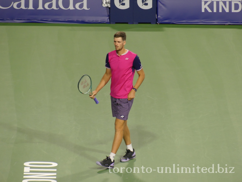 Confident Hubert HURKACZ playing in a close match with Carlos Alcaraz