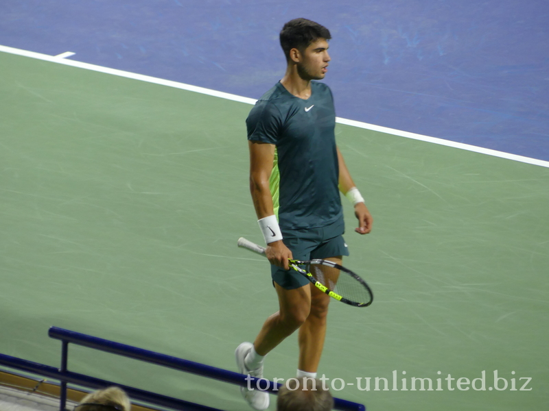 Carlos ALCARAZ (ESP) [1] on Centre Court playing Tommy PAUL (USA) [12] 11 August 2023 National Bank Open