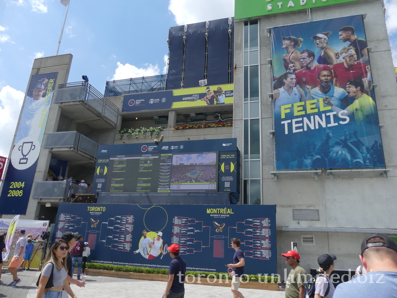 View of the main Central Court during the National Bank Open 2023