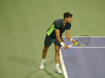 Carlos ALCARAZ (ESP) [1] is preparing his serve Hubert Hurkacz