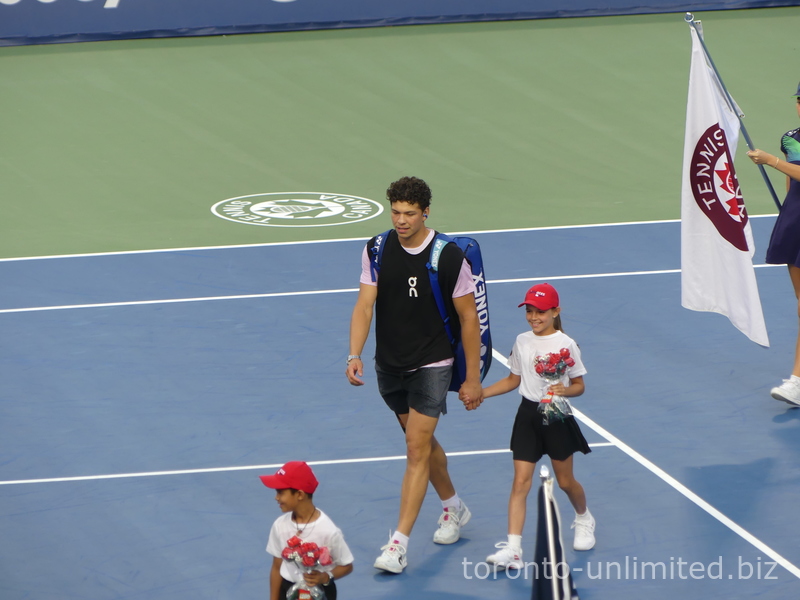 Another look at Ben Shelton coming to the Centre Court to play the Championship Singles Final on August 7, 2025