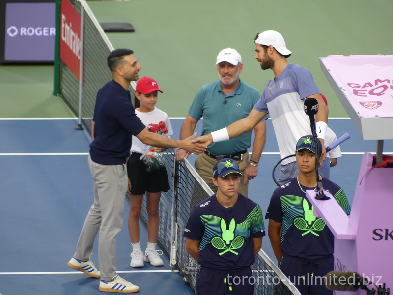 Opening Ceremony at the Net with Karen Khachanov NBO 2025 in Toronto, August 7, 2025 