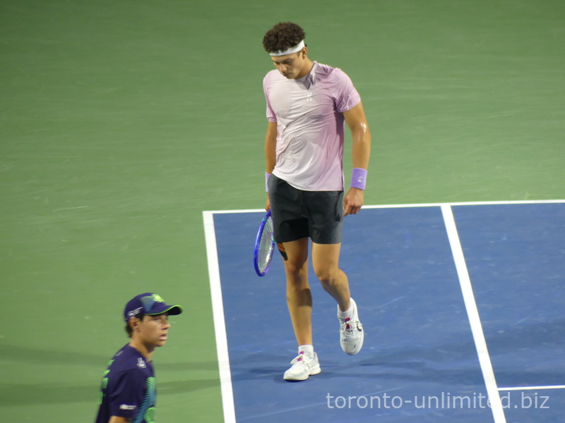 Concentrated Ben Shelton during the Championship match with Ben Shelton, NBO 2025 in Toronto